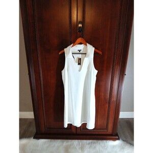 NWT EXPRESS Women's Size L Crisp White Sleeveless Golf/Tennis Athleisure Dress